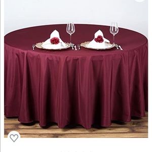 NEW - Polyester Burgundy 90” Round Machine Washable Tablecloths